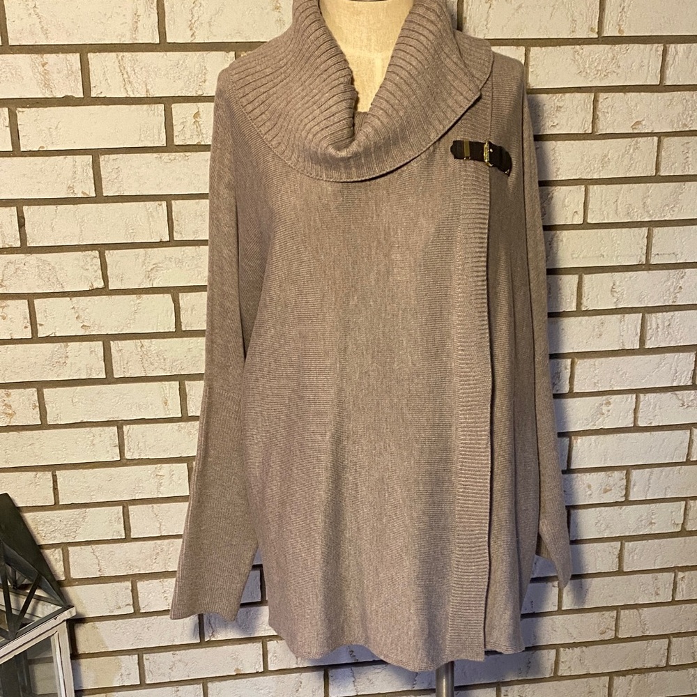 Calvin Klein Beige Cowl Neck Sweater with Buckle